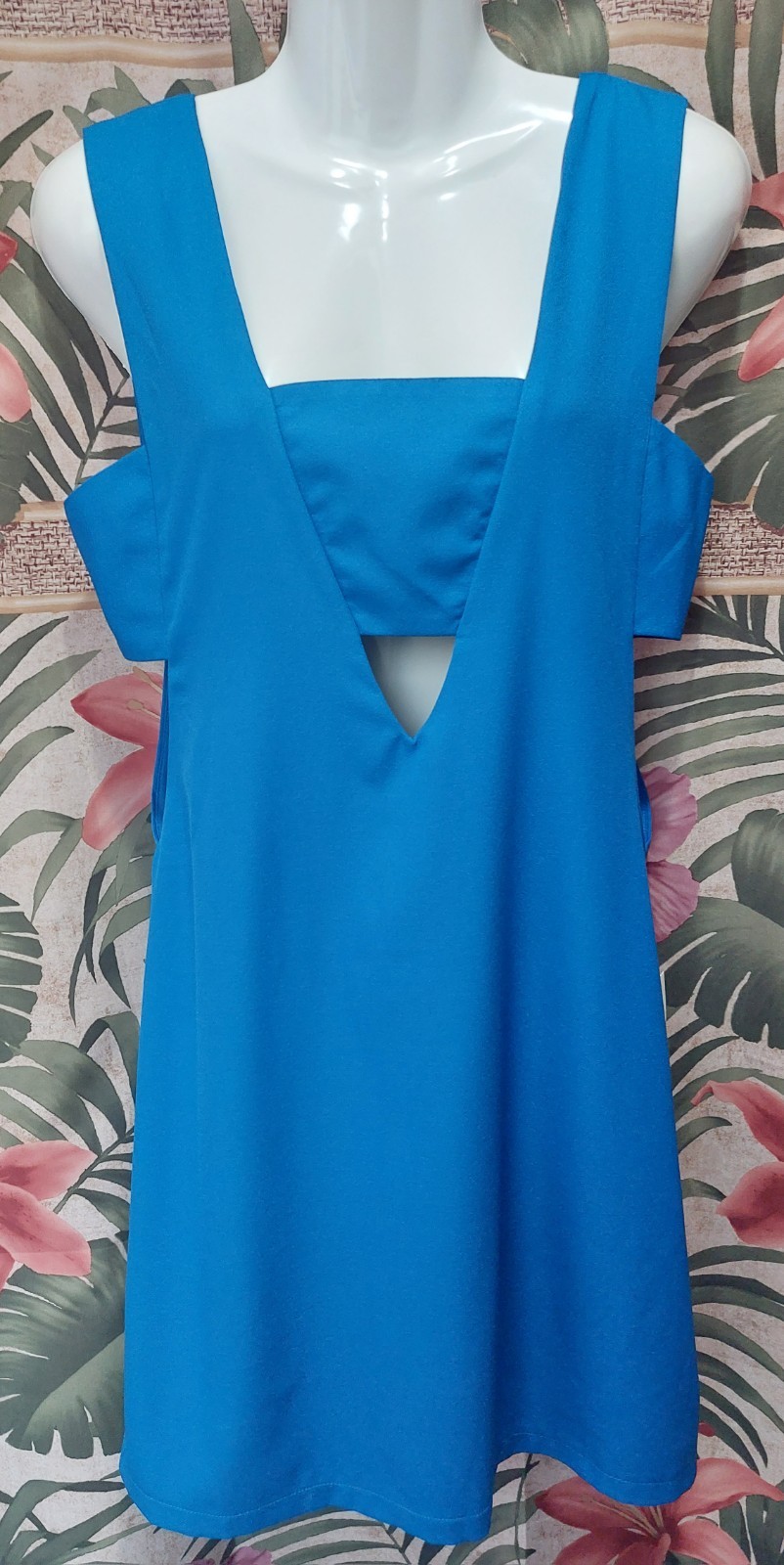 TOBI Marshall Lined Shift Mini Dress With Cut Out Details Blue Size M