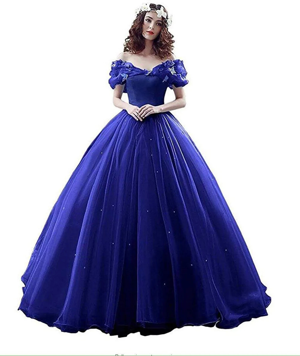 Ball Gown Princess Cinderella Butterfly Off the Shoulder Ball Gown Prom Dresses