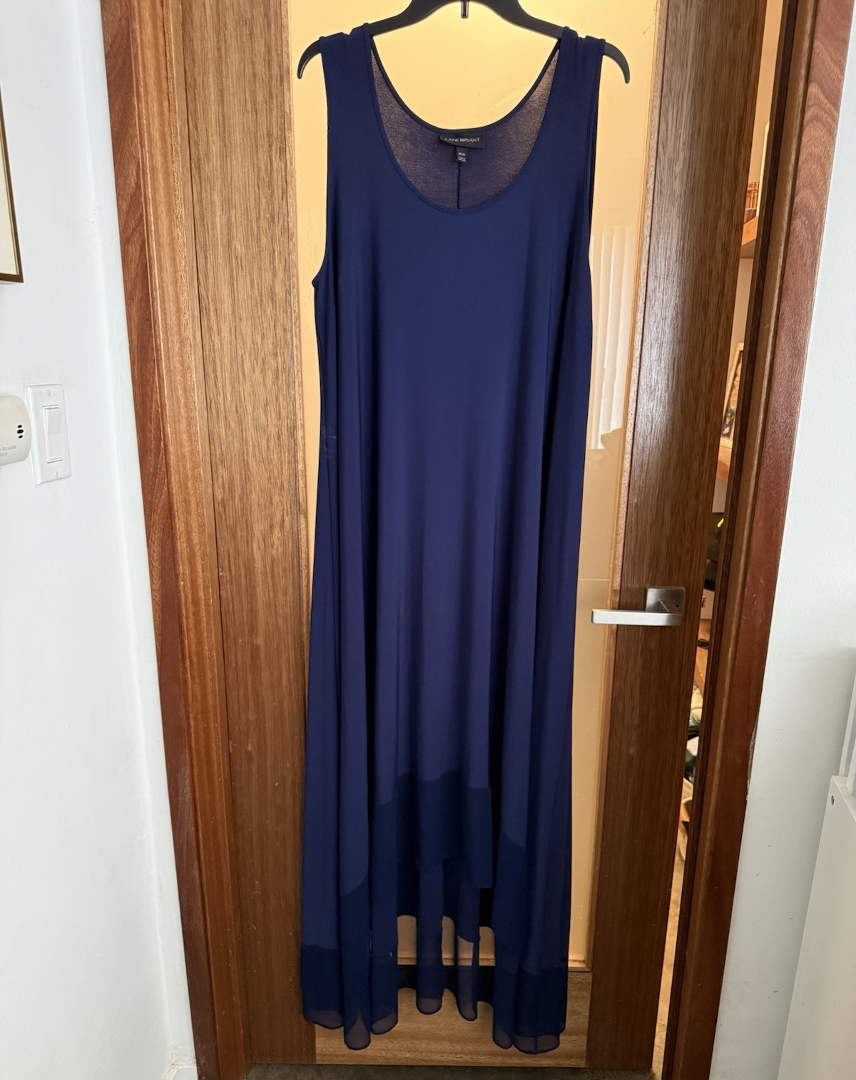 Lane Bryant Blue Solid Scoop Neck Sleeveless Asymmetric Maxi Long Dress 18/20