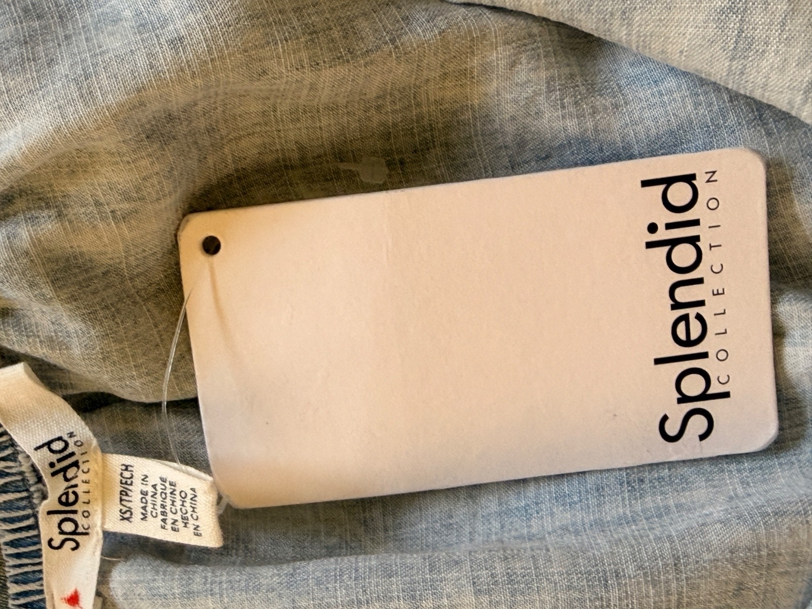 NWT Splendid Celine Mini Dress Bleached Indigo Blue Denim Lyocell XS $168