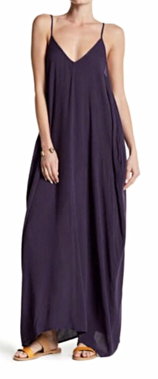 NWT Lovestitch Women’s Navy Solid V-Neck Strappy Maxi Dress w/ Pockets Size M/L