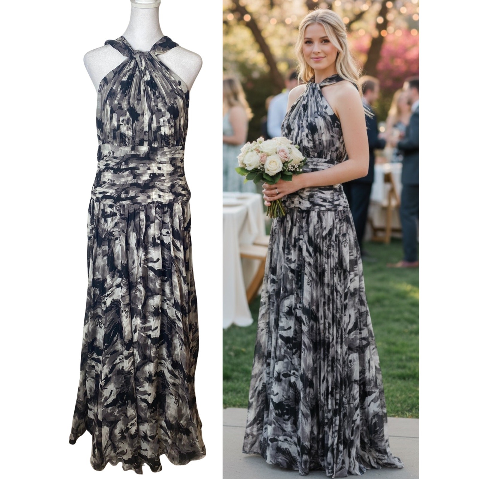 TADASHI SHOJI DRESS 8 GOWN 100% SILK MOTHER OF THE BRIDE FORMAL EVENING WEDDING