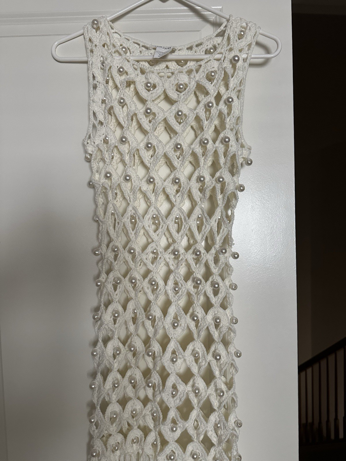 12th Tribe Crochet Fringe Maxi Dress With Pearls Women’s Size Medium