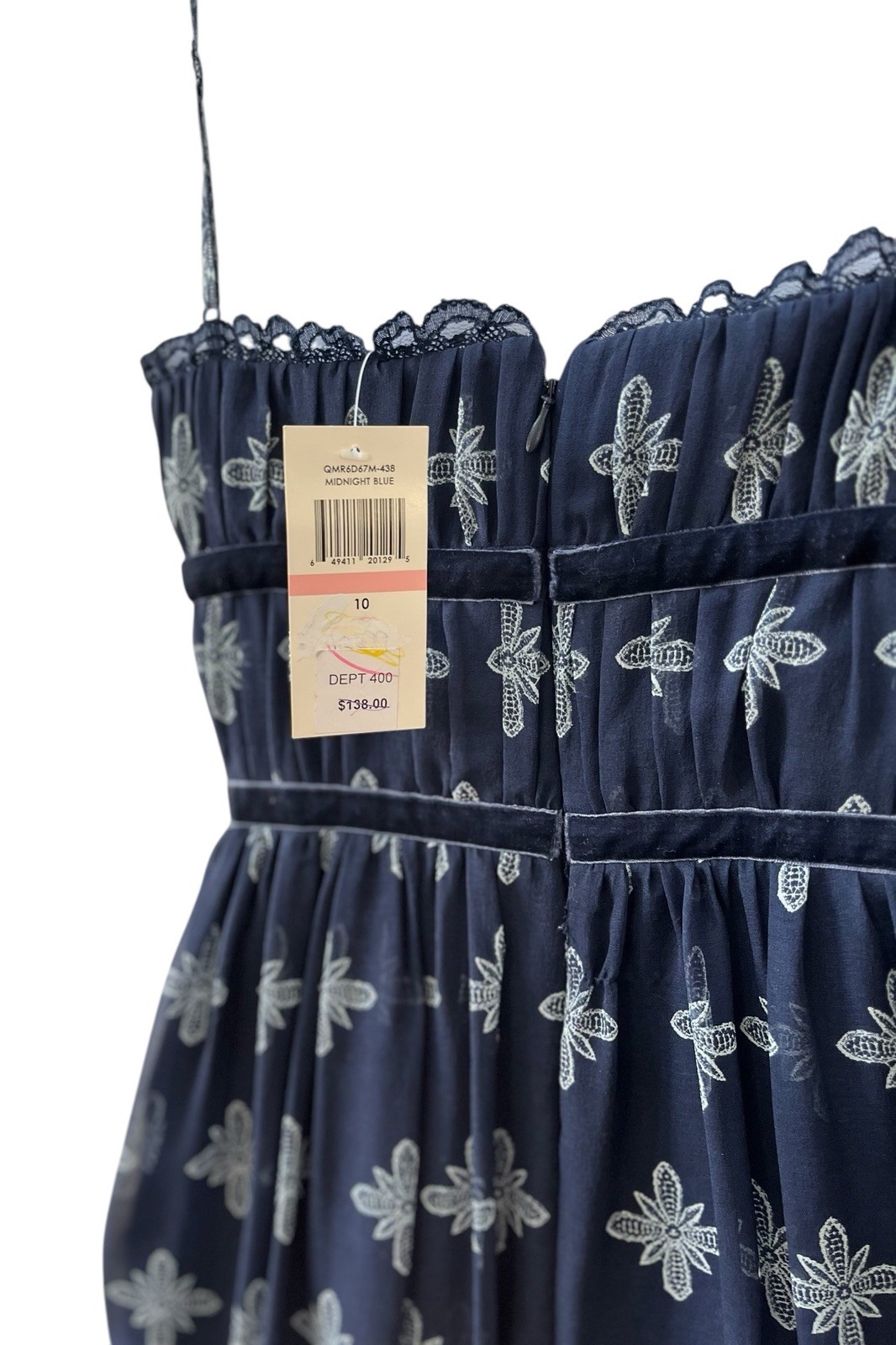 New Max & Cleo Boho Print Silk Dress 10 Sweetheart Neck Blue Sleeveless NWT $138