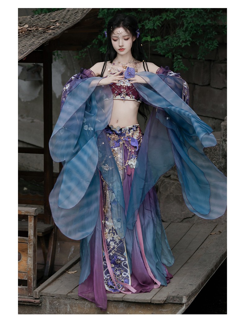 GU – Exotic Hanfu-Inspired Gradient Embroidered Bustier Set for Spring & Summer