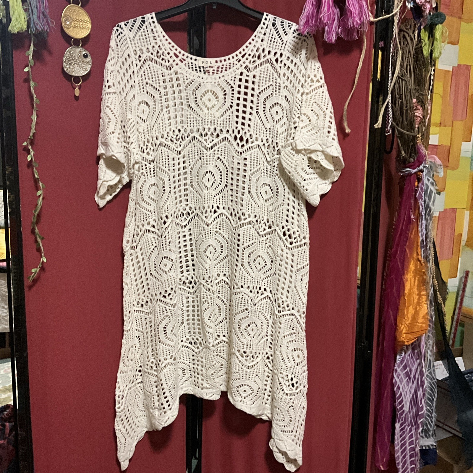 NWT POL Crochet Cover Up Layering Dress One Size