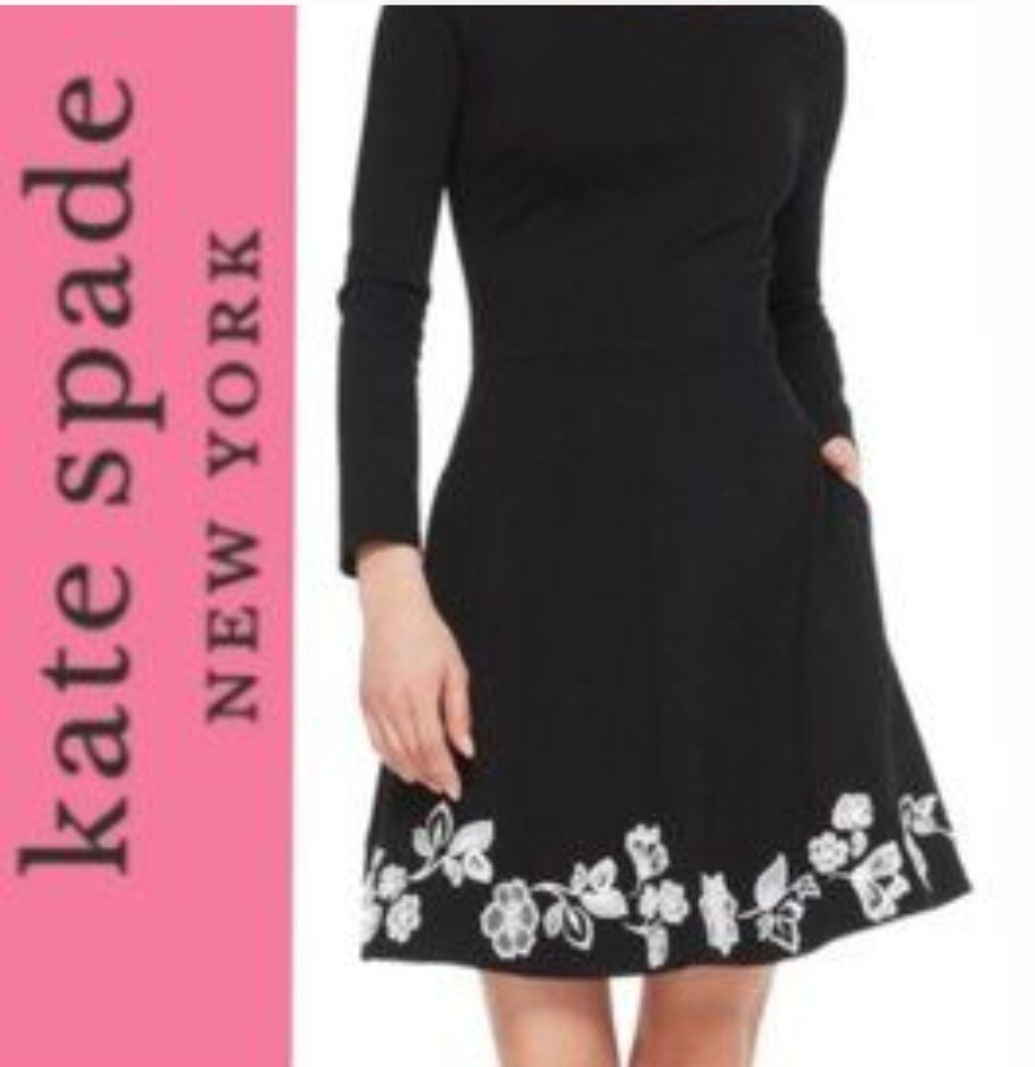 Kate Spade Dress Size 6 / S Black Embroidered