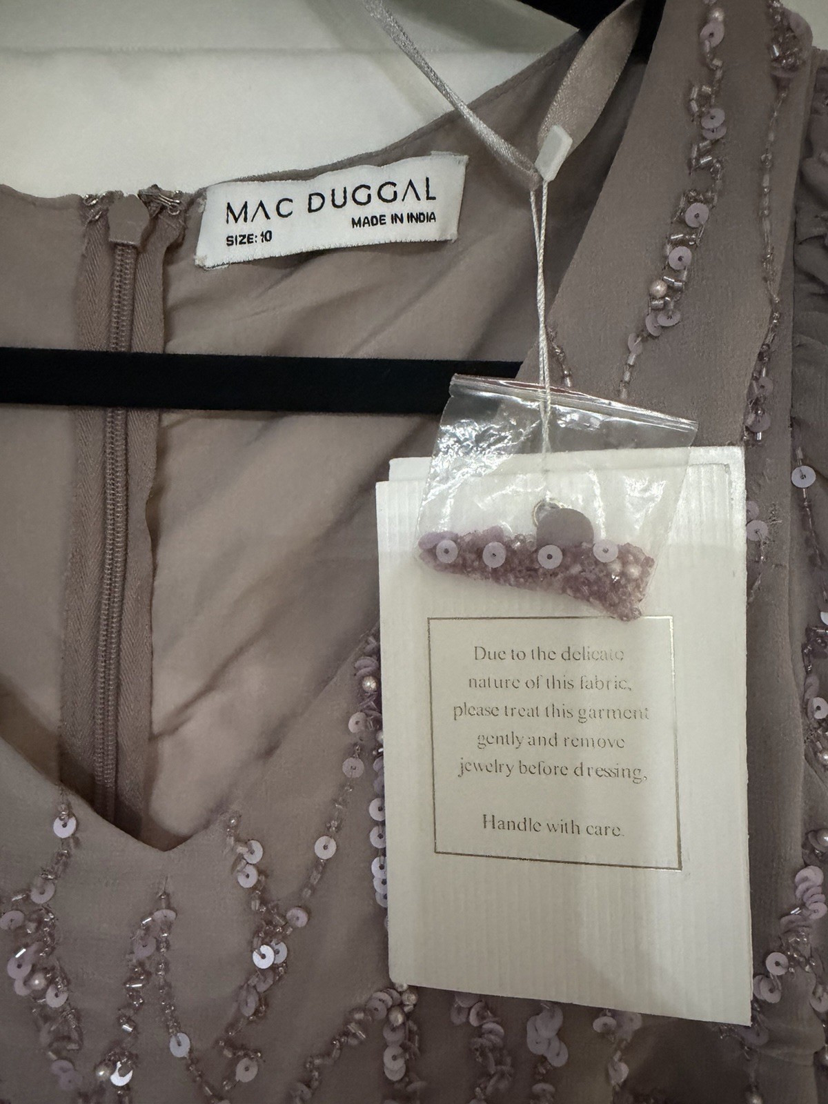 MAC DUGGAL 10767 SEQUINED ILLUSIONS LONG VINTAGE LILAC TRUMPET MIDI DRESS 10
