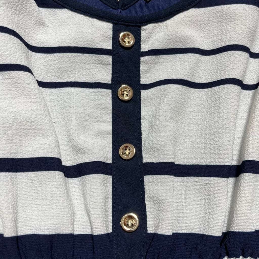 Papaya Womens Double Strap Lined Belted Mini Dress Size Medium White Blue