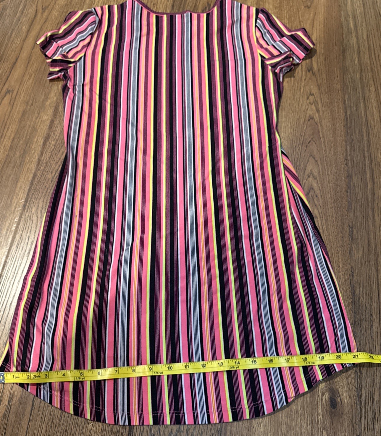 Women’s Comfortable Bright Colorful Striped T-shirt Dress SS Soft Medium