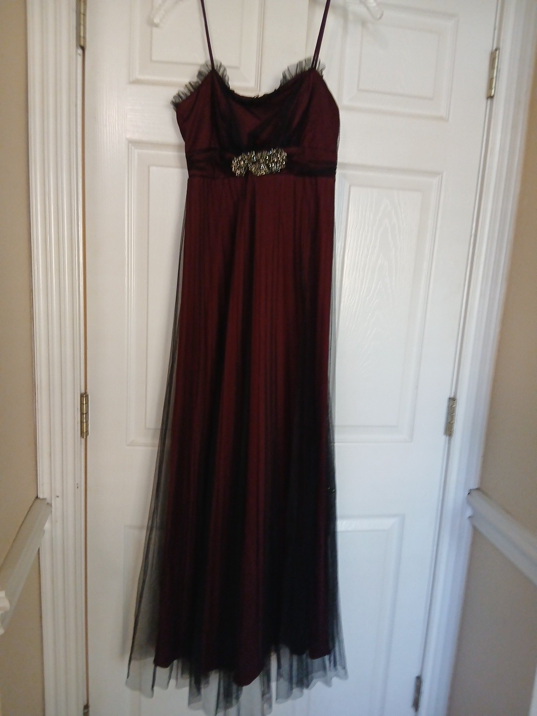 Vtg Dollar Sheer Mesh Maxi Dress Black Embroidered Goth Fairy Grunge Y2K Size S