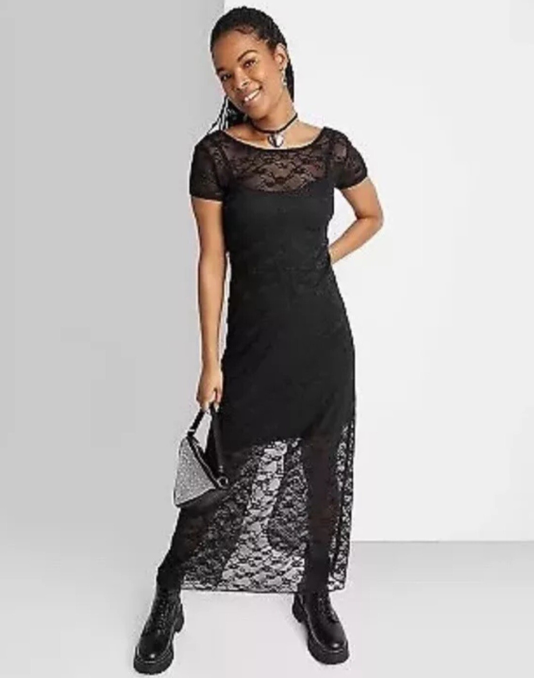 Wild Fable Women’s Maxi Dress Black Lace Size S