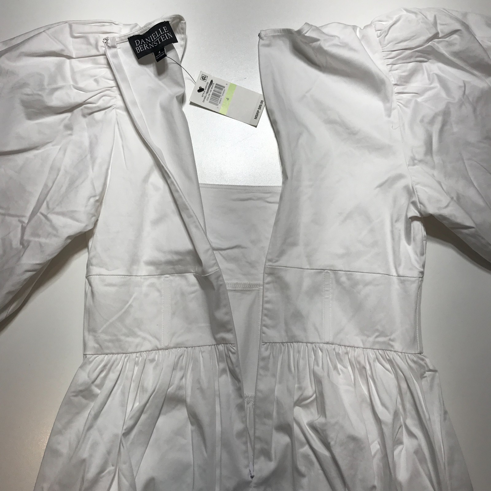 Danielle Bernstein Womens 4 White Pouf Square Neck Puff Sleeve Mini Party Dress