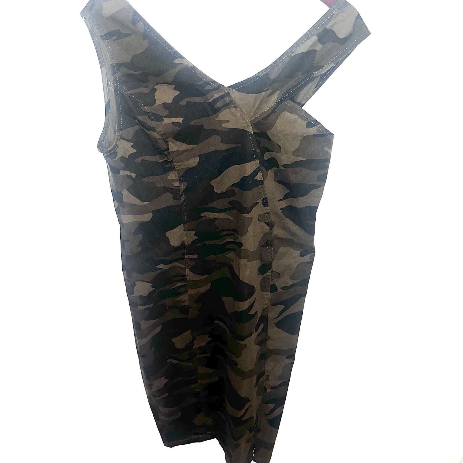 New York & Company One-Shoulder Olive Camo Bodycon Dress Sz Medium
