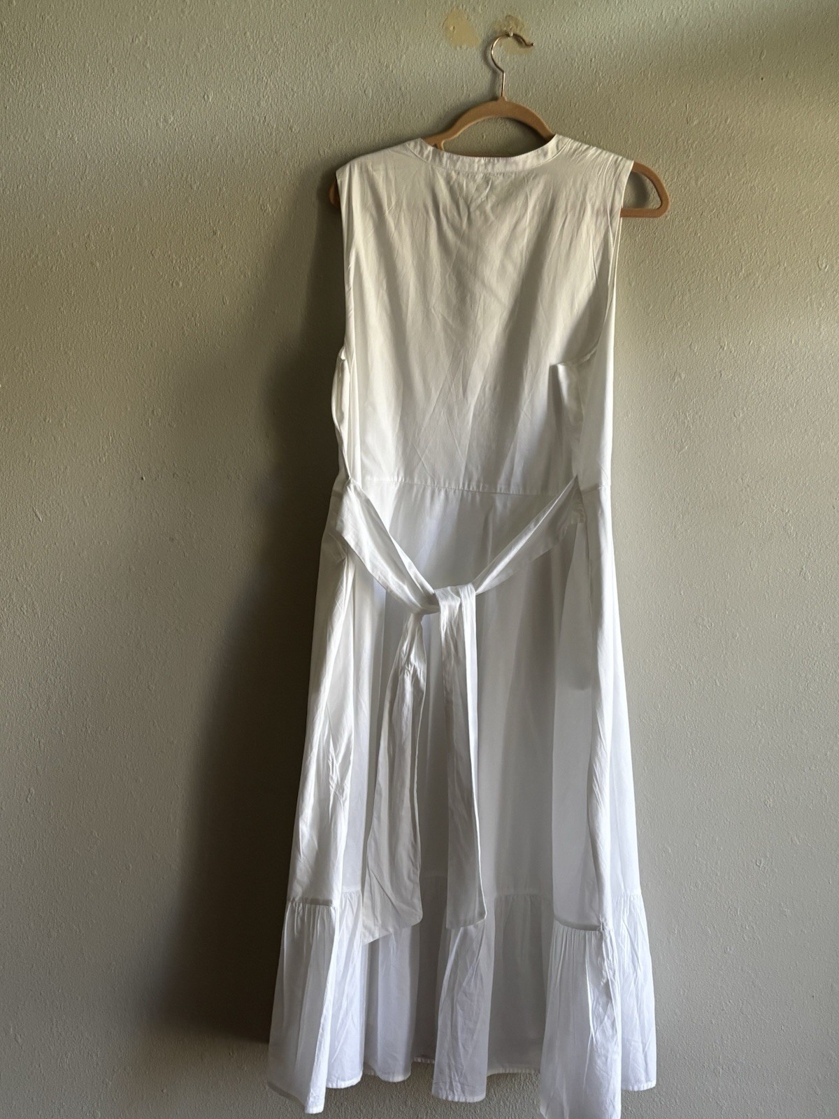 Halogen white cotton Button Up Midi dress xl, Ties And Pockets.