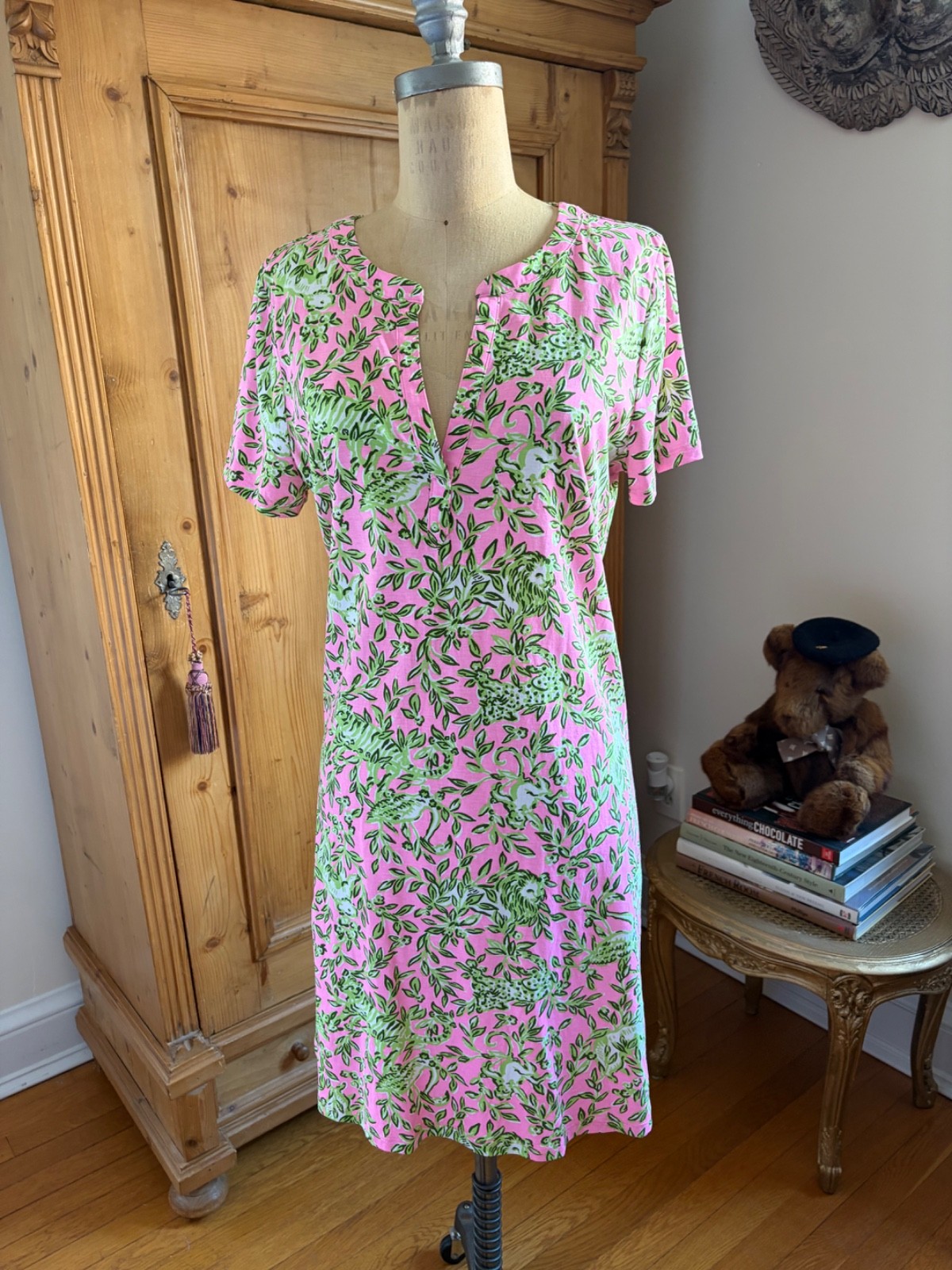 Lilly Pulitzer Dev Dress in Rousseau Pink Mane Character Energy Medium NWOT