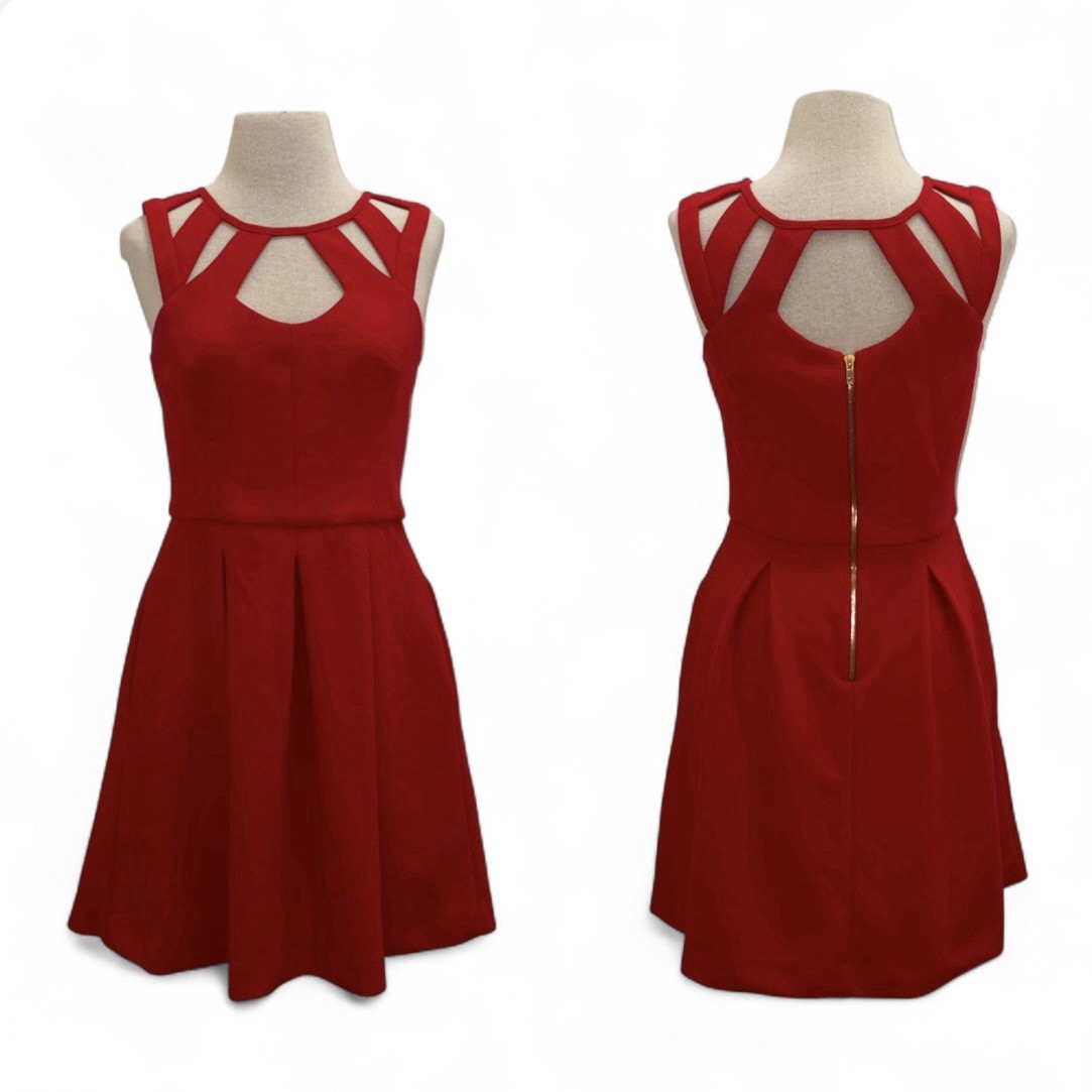 Betsey Johnson Red Cut Out Fit & Flare Dress Size 10 Medium Coquette Y2K Party