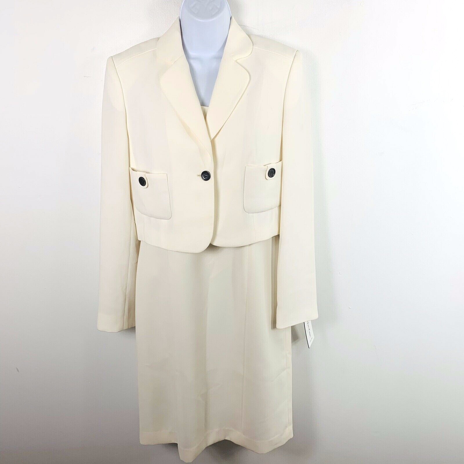 Calvin Klein Dress Jacket Set sz 6 Cream Quiet Luxury Old Money Power Suit NEW