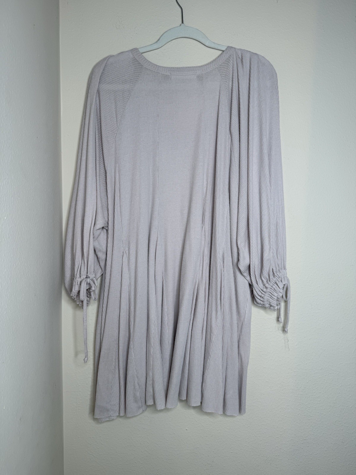 We The Free Beige Solid Ribbed Knit Henley Button Front Mini Dress M 3/4 Slv