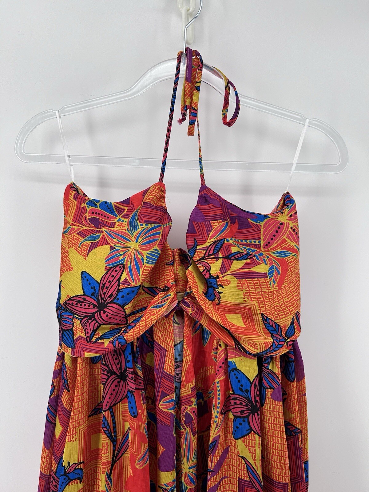 NWT Designer Brian Dales Halter Maxi Dress Size 44 Multi Color