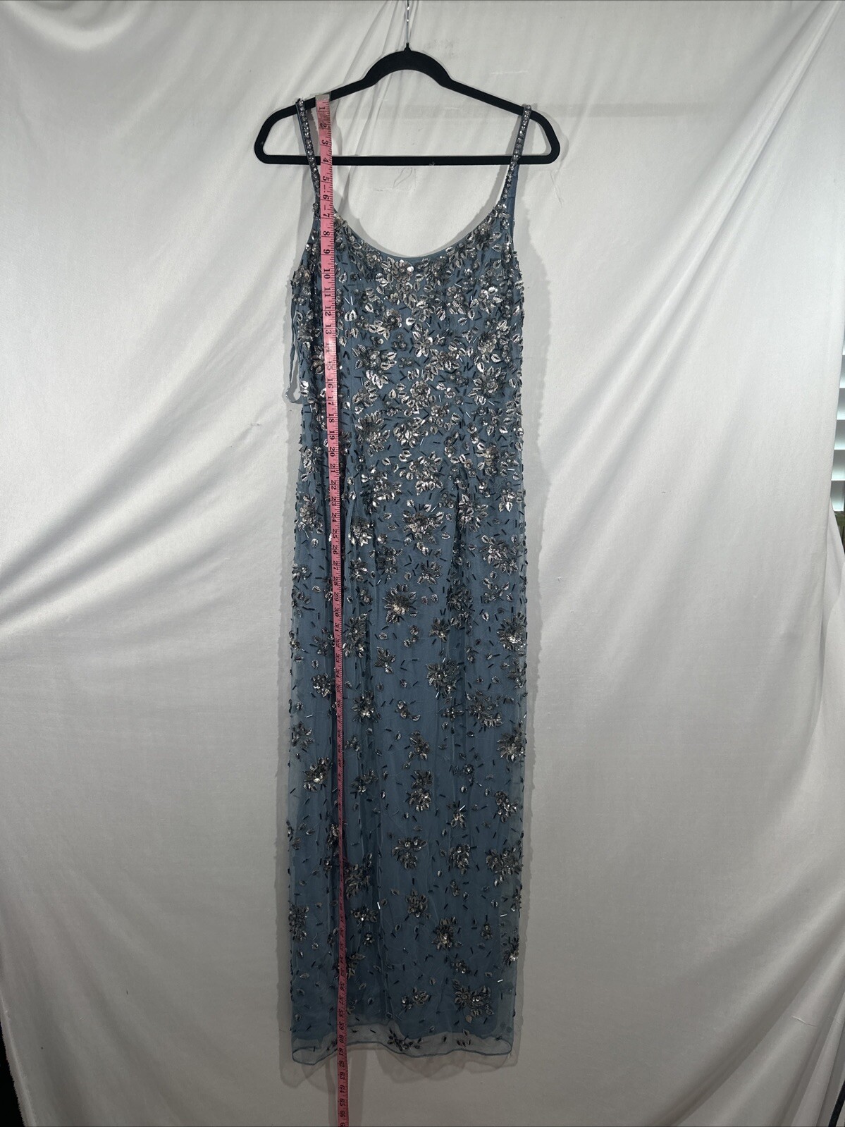 NWT Mac Duggal [ 10 ] 5477 Floral Embellished Scoop Neck Gown in Slate Grey J987