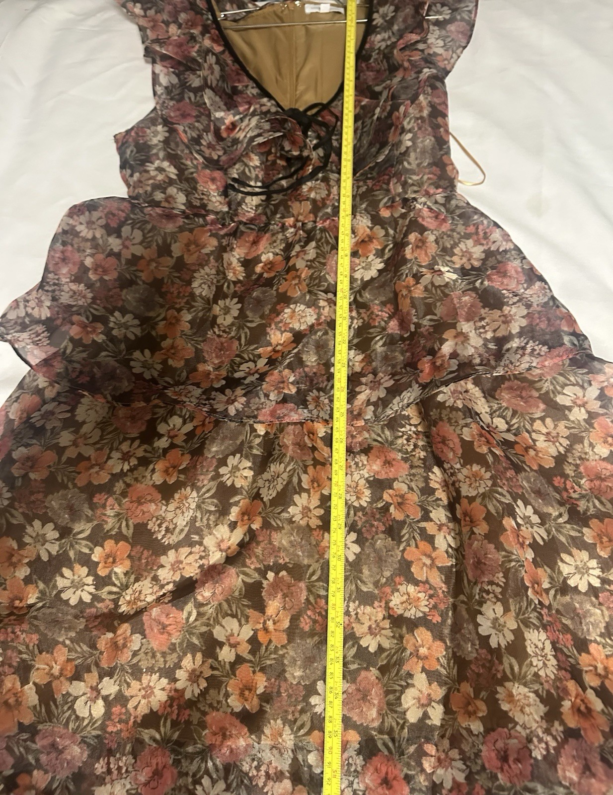 Lost + wander botanique floral long dress ruffle tiered v-neck short sleeve MD