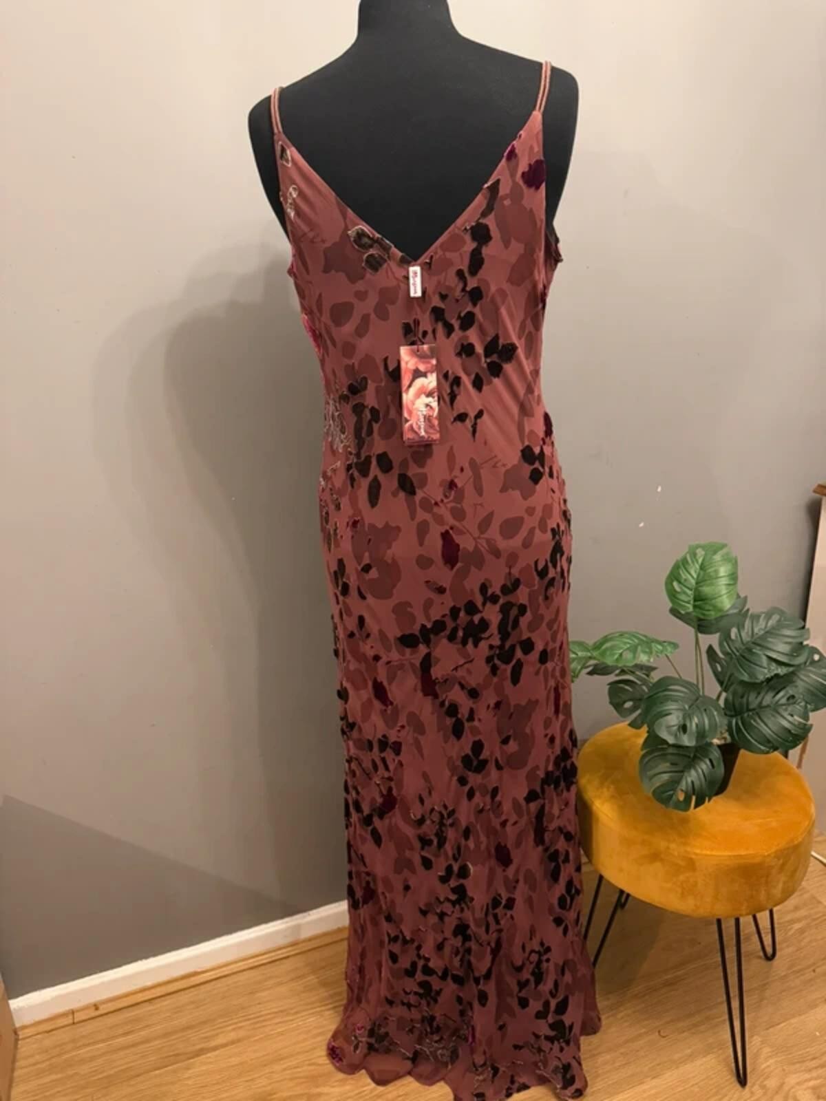 Monsoon Velvet Devoré Silk Blend Maxi Dress – UK 16 BNWT