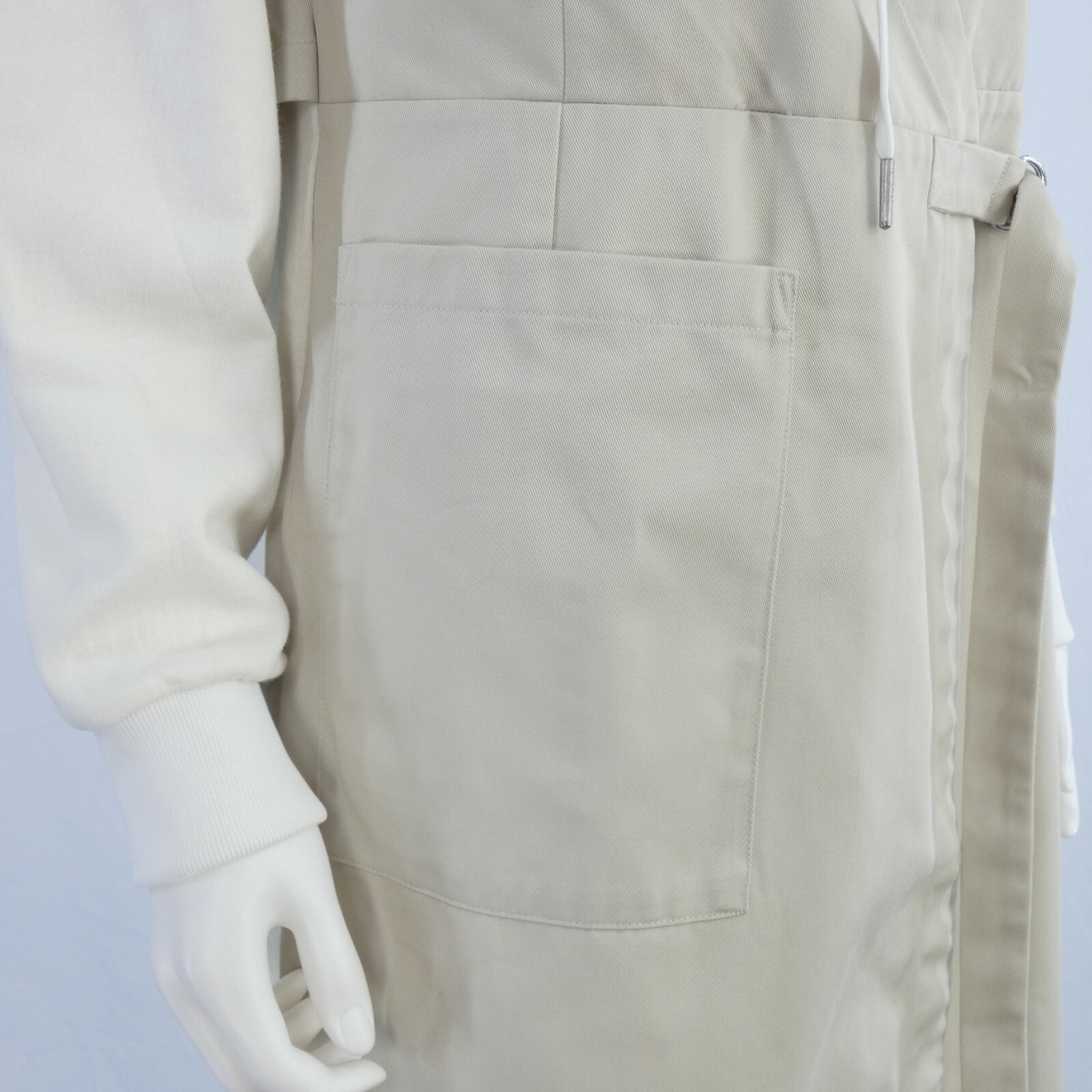 Initial LAyered Trench Coat Hoodie Dress Beige Japanese Street Style Designer M