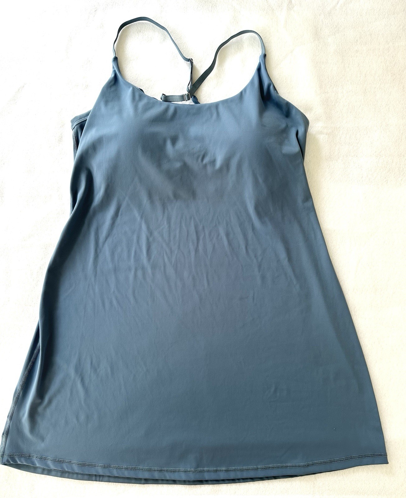 Athletic Tank Dress With Cupped Shelf Bra Yoga Workout Dusty Blue Women’s L