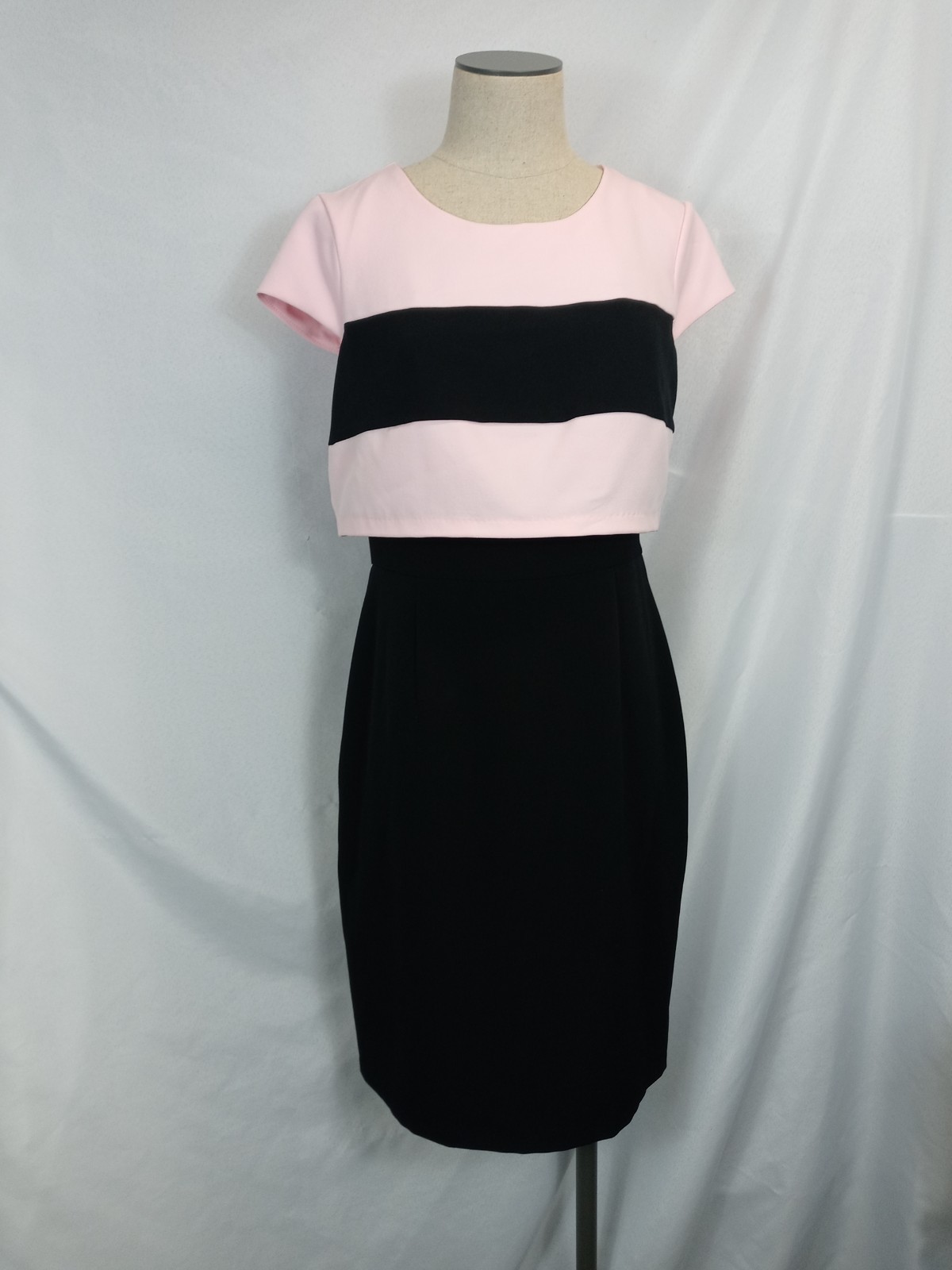 Tiana B Dress Womens Size 6 Sheath Pink Black Colorblock Career Work Cocktail