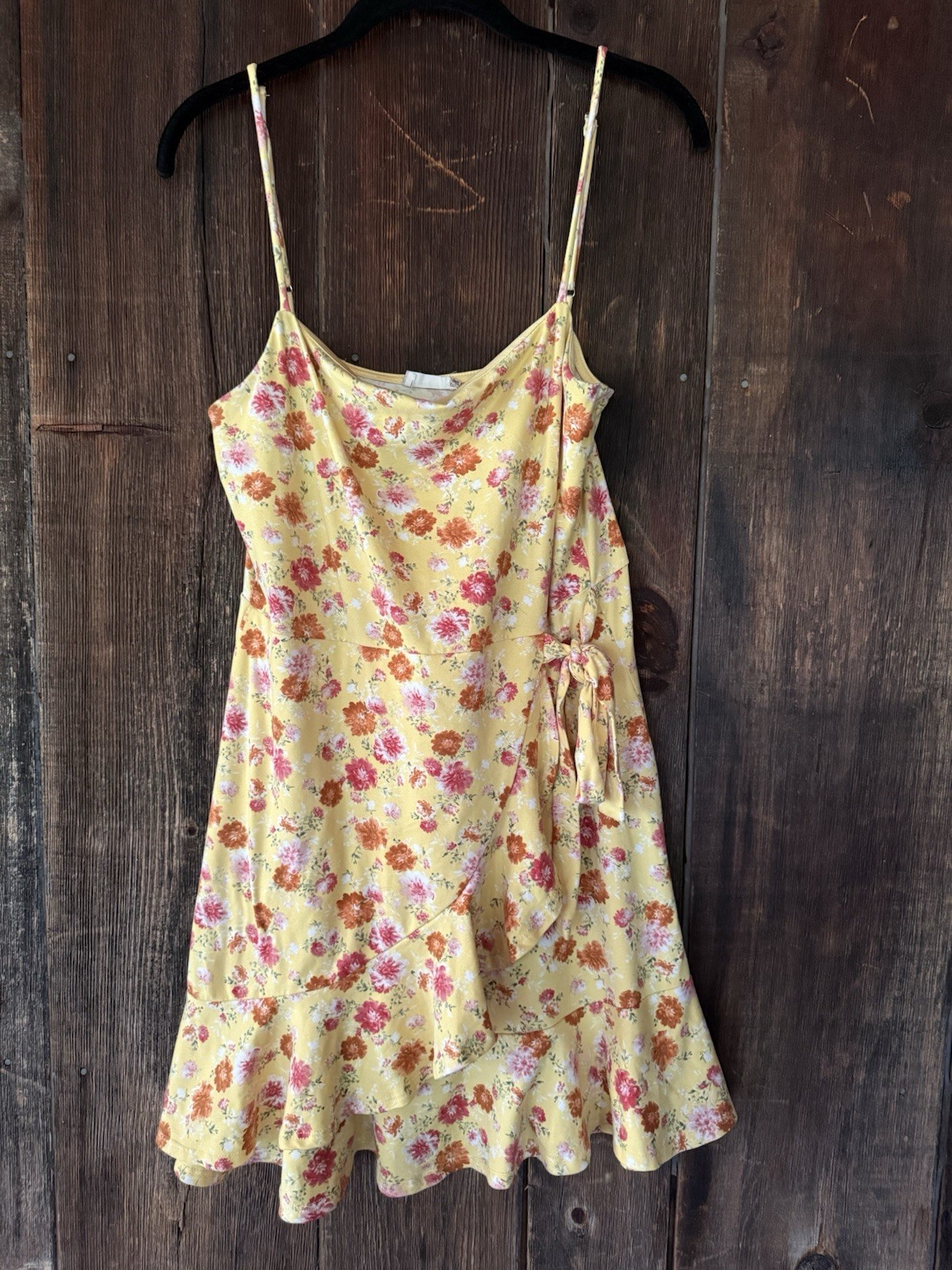 Altar’d State Yellow Floral Tie-Waist Dress Women’s Large