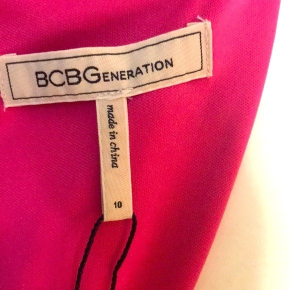 BCBGeneration Pink Sweetheart Neck Puff Shoulder Dress 10