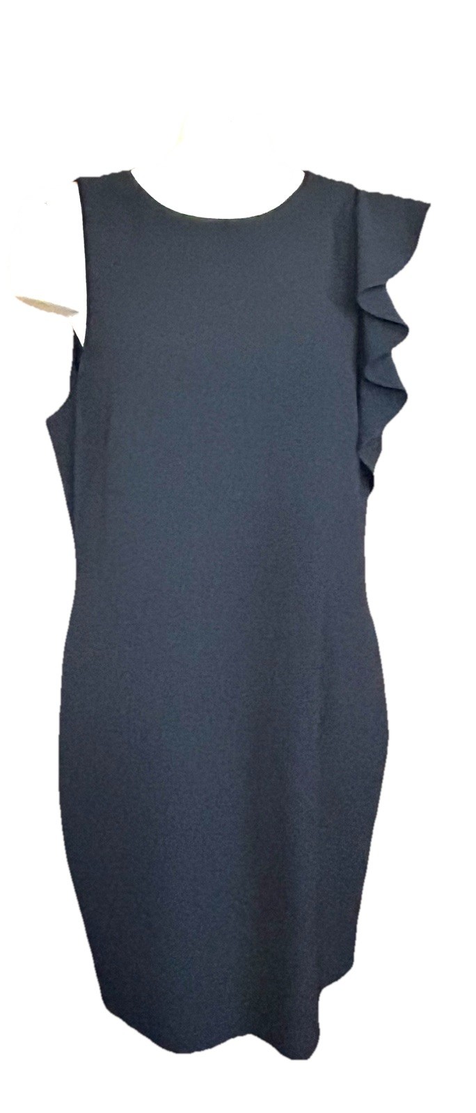Antonio Melani Dress Black Sun Pencil 1 Side Ruffle Bodycon Sheath 12 Romantic
