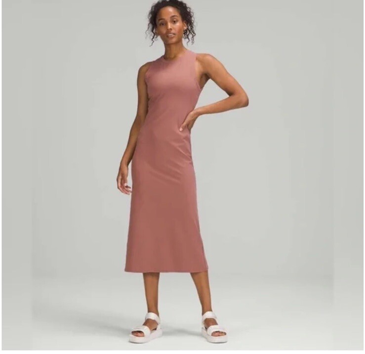 Lululemon All Aligned Midi Dress Spiced Chai Slim Fit Bodycon Soft Athletic Nulu