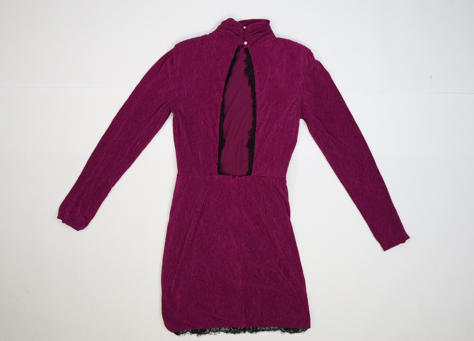 Saylor Dress Womens Medium Purple Turtleneck Keyhole Ruched Bodycon Short Party