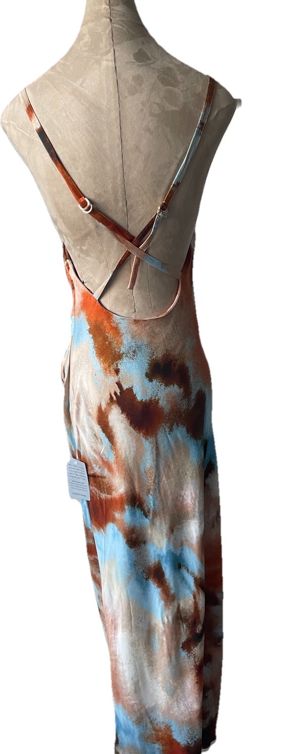 New Significant Other Rhode Abstract Asymmetric Gown Maxi Dress Open Back Sz 4
