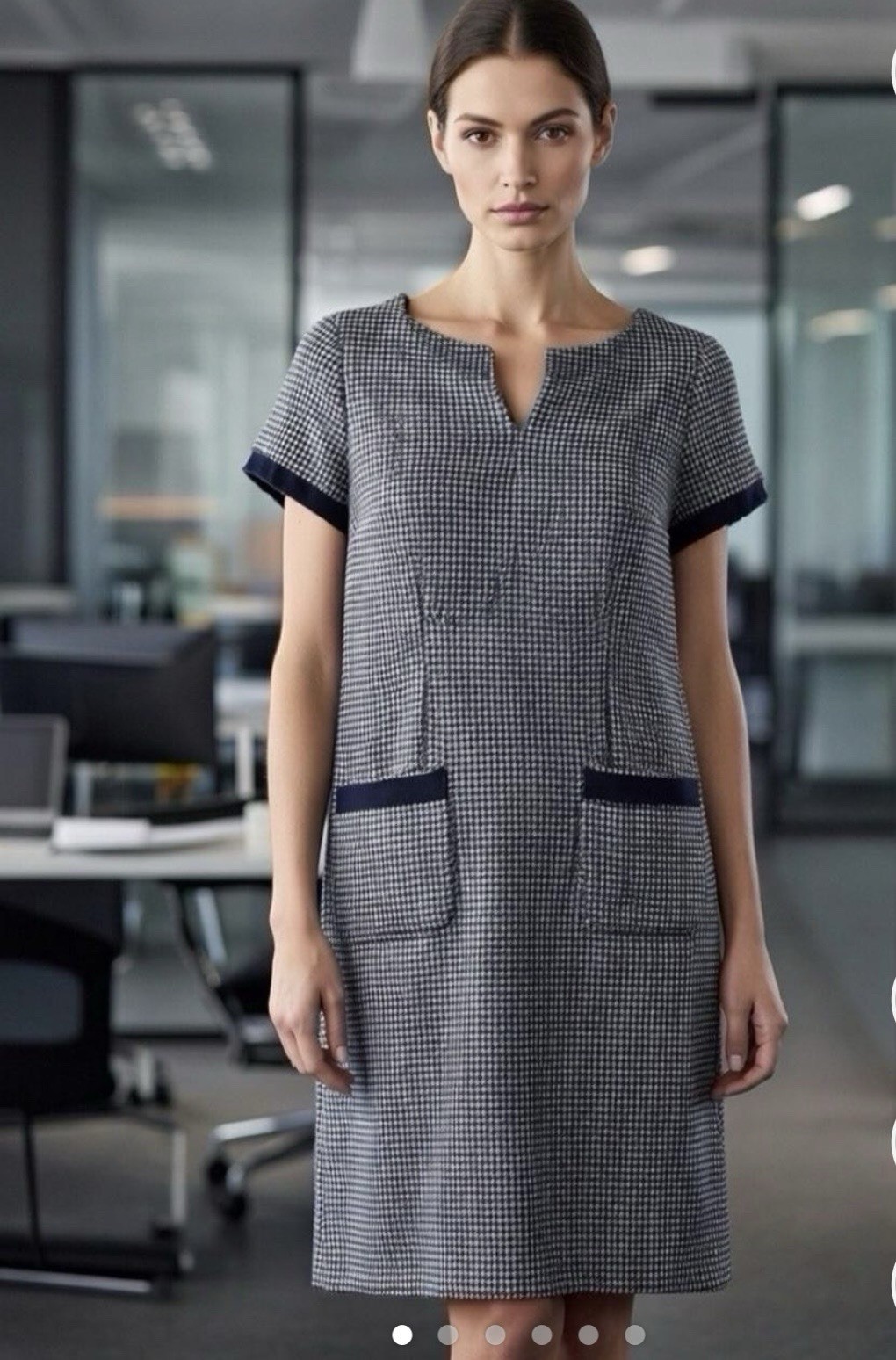Talbots houndstooth navy blue & white sheath dress excellent condition