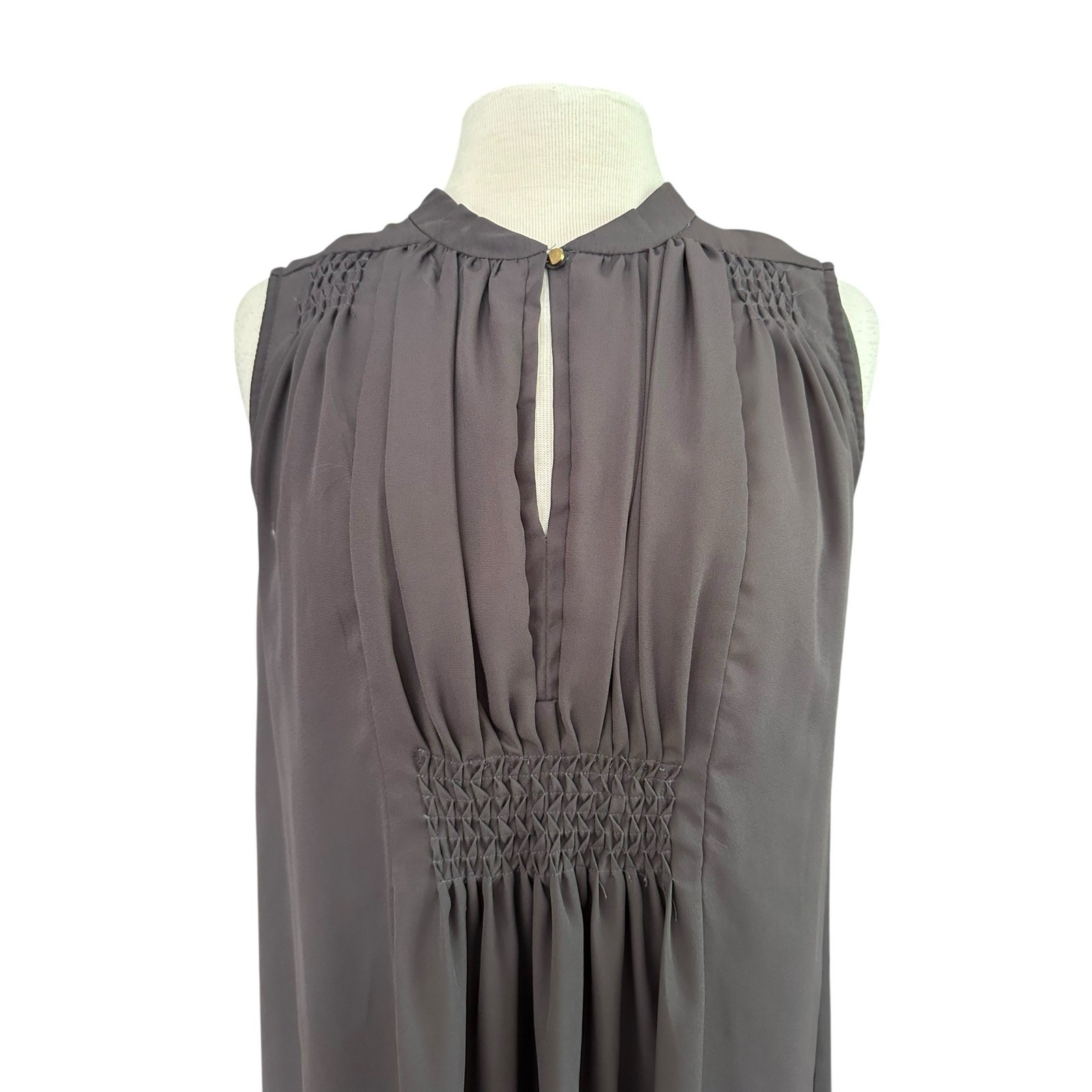 Anthorpologie dRA Dark Gray Sleeveless Front Keyhole High Neckline Pleated Dress