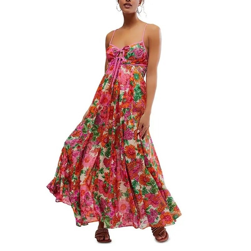 Free People Maxi Dress Size Small Pink Floral Dream Weaver Formal