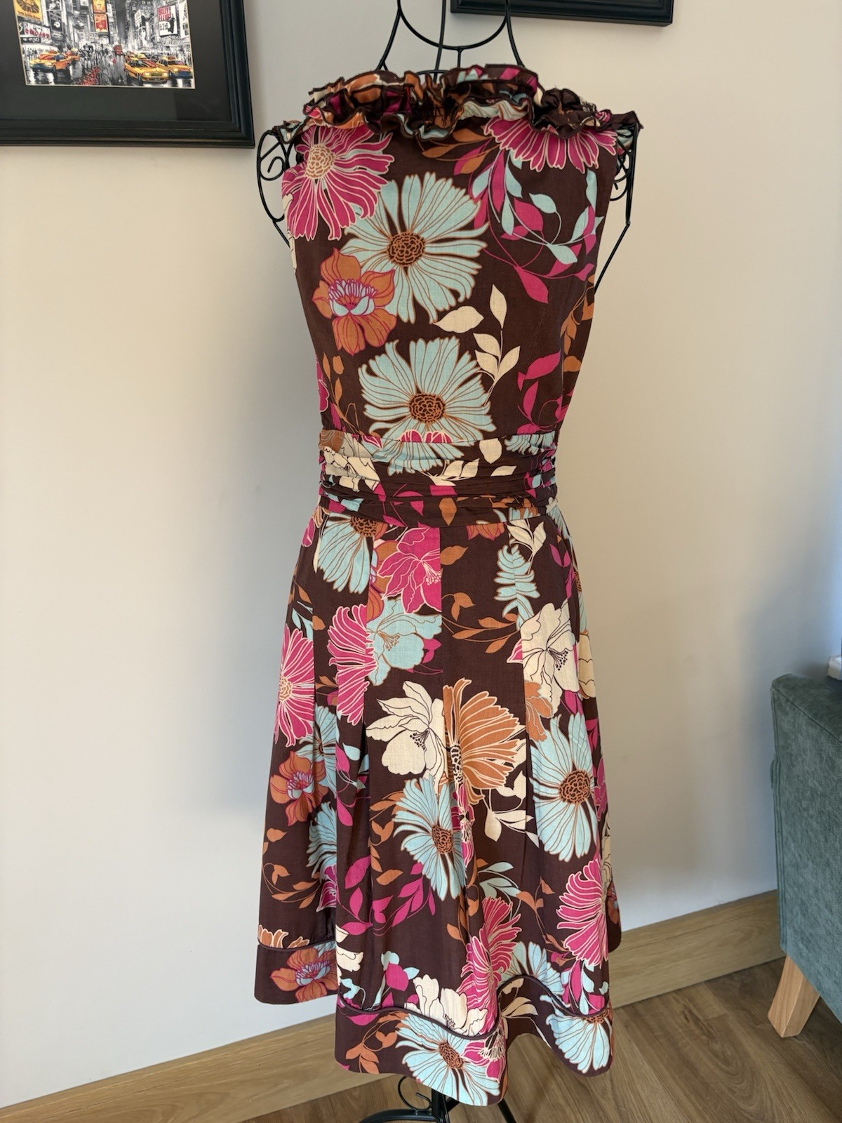 Phase Eight Women’s Brown Patterned Pencil Dress In Size 10, Length 39 Inches
