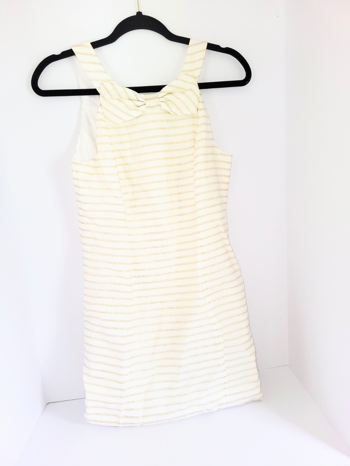 NWOT Lilly Pulitzer Henley Metallic Gold & Ivory White Sheath Dress Size 4