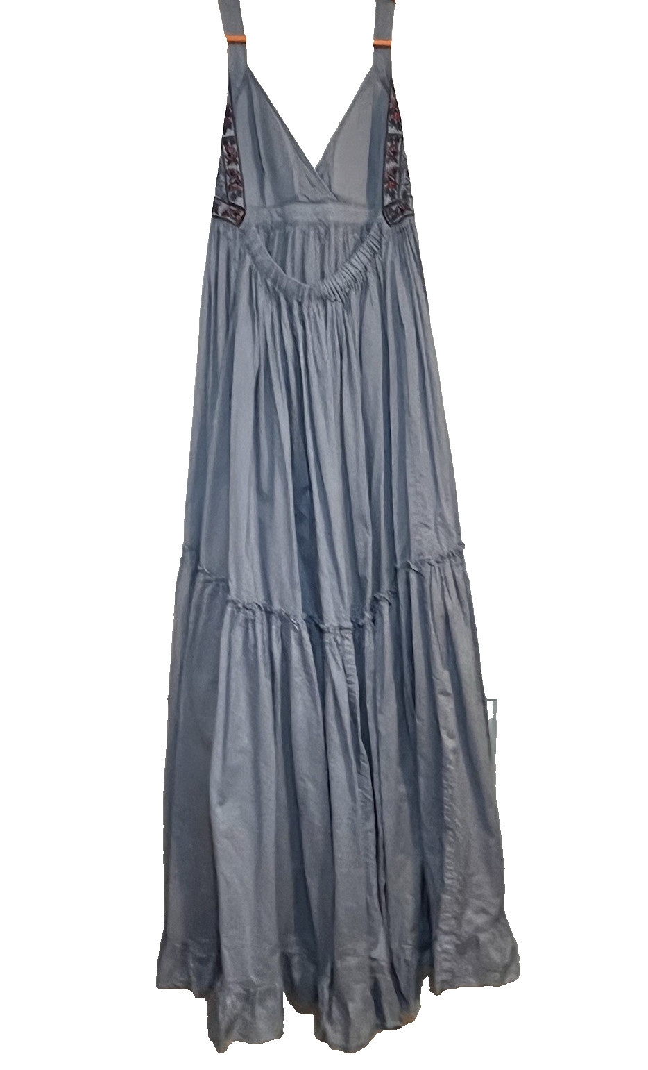 Moda International Ruffle Tiered Maxi Halter Dress Boho festival beach Sz medium