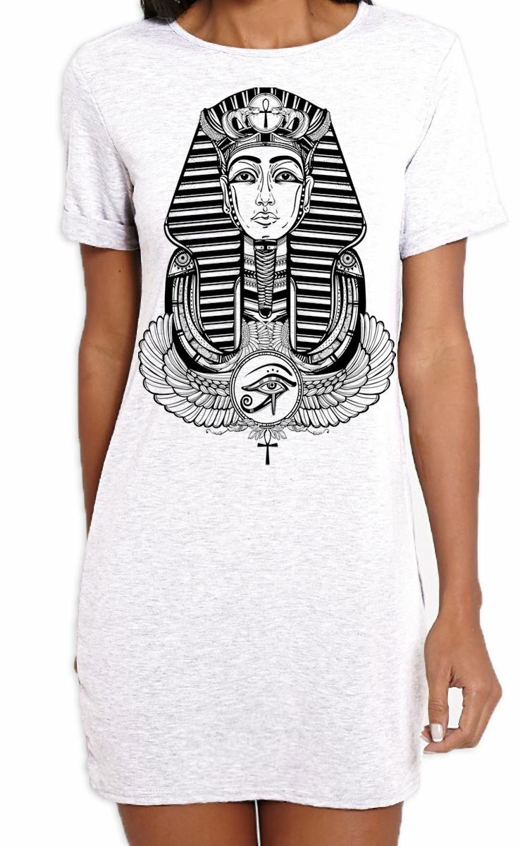 Egyptian Pharoah With Winged Ankh Symbol Women’s T-Shirt Dress – Egypt