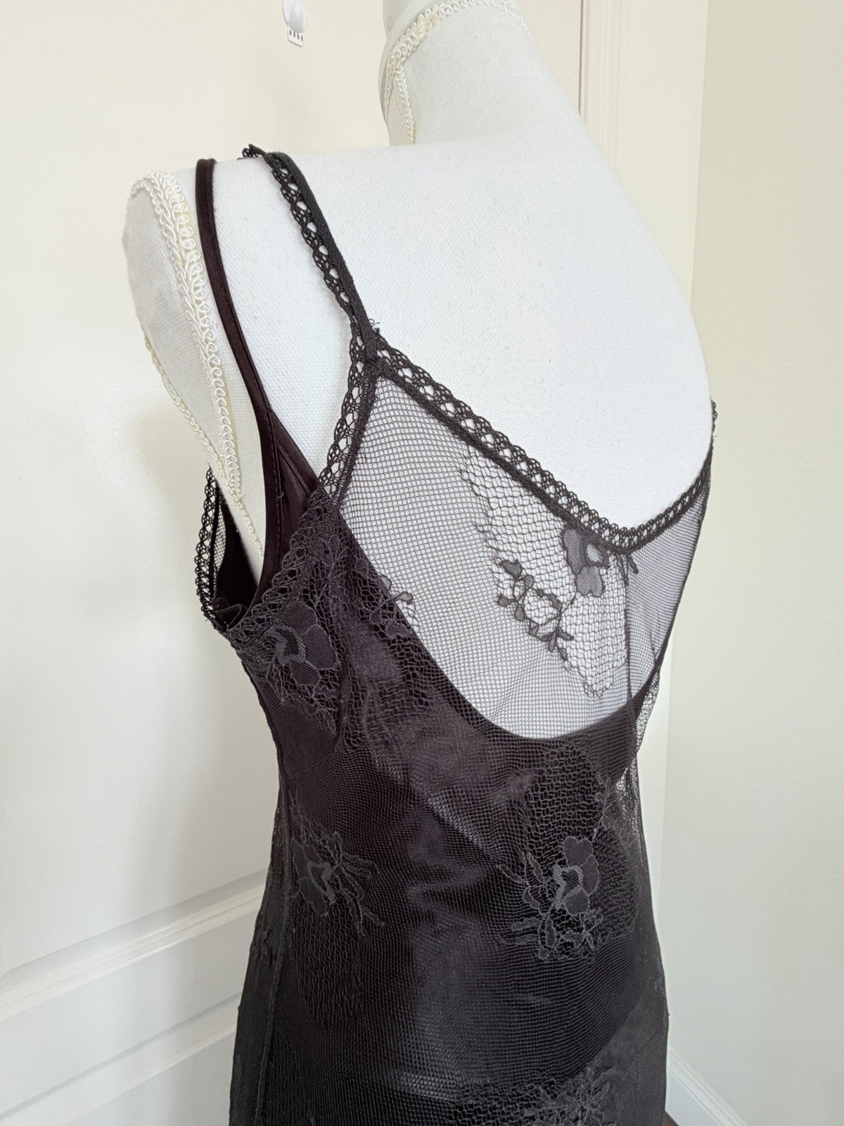 Vintage Max Studio 90s Whimsigoth Black Mesh Maxi Dress – Size M – MSSP