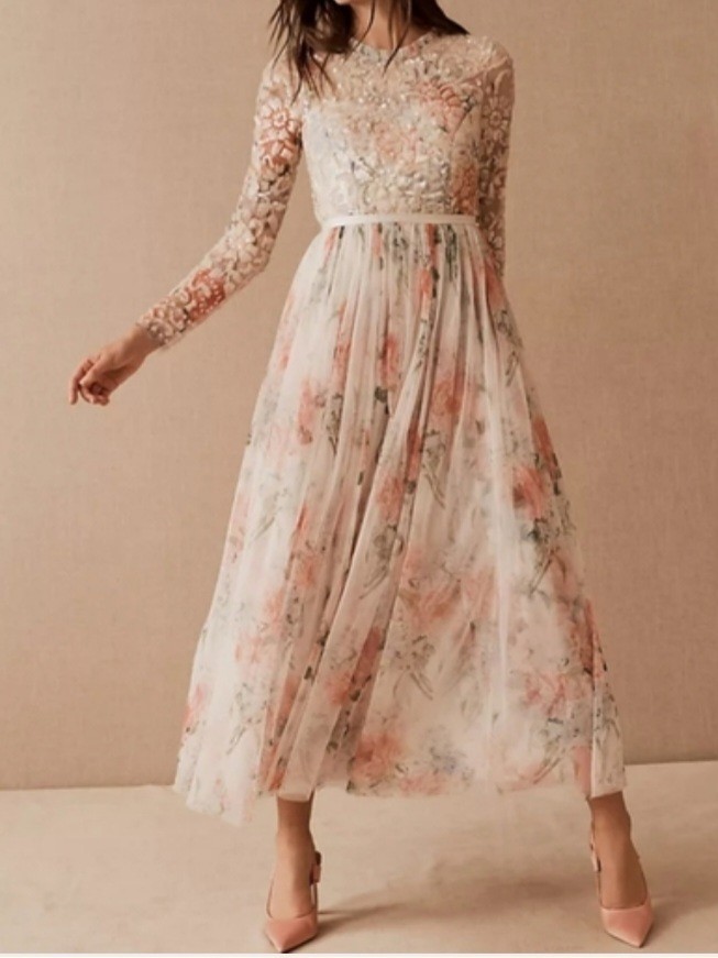 Needle and Thread White/Multi Sweet Posy Bodice Ankle Gown Dress .UK 10/ US 6
