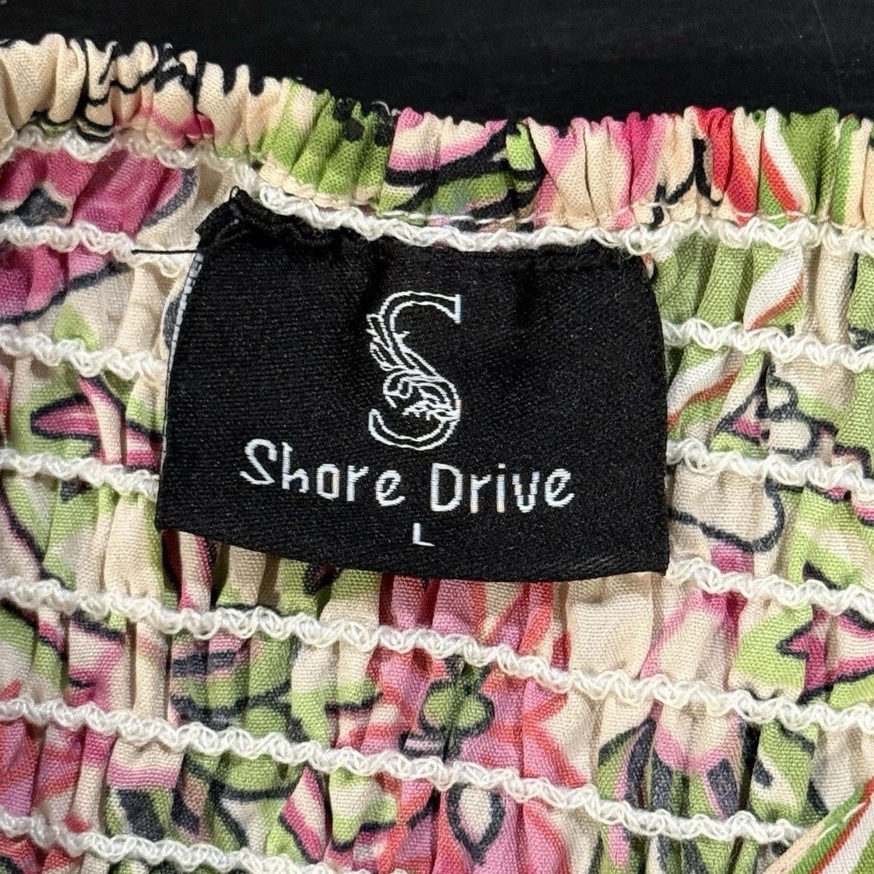 Shore Drive Womens Size Large Boho Floral Hi Low Green Pink Maxi Dress Festival