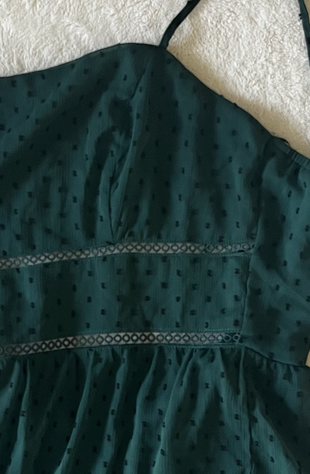 Francesca’s Emerald Green Polka Dot Skater Mini Dress – M