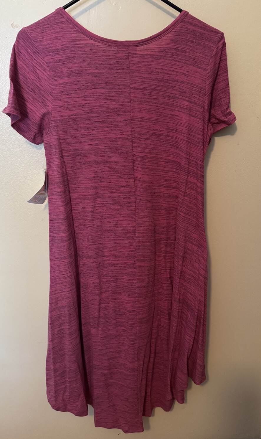 NWT LULAROE Raspberry Gray Heathered PINK CARLY DRESS XXS