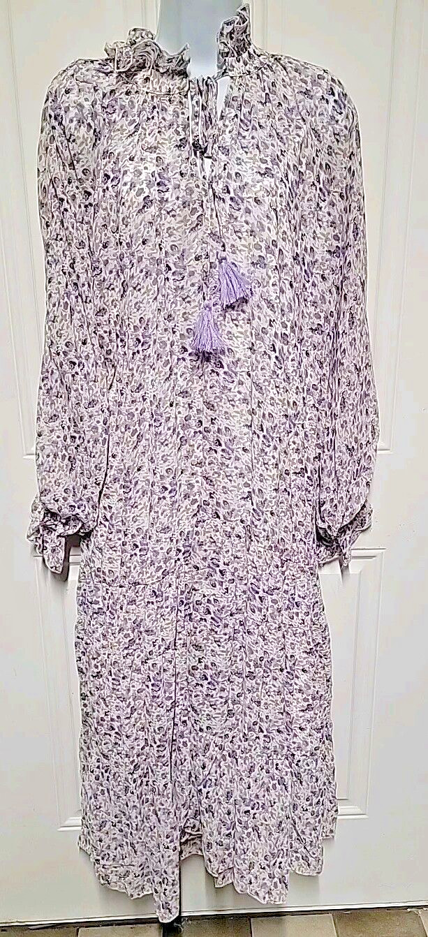 NEW Reverof Purple Floral 2 Piece Chiffon Midi Length Dress Long Sleeve Size M