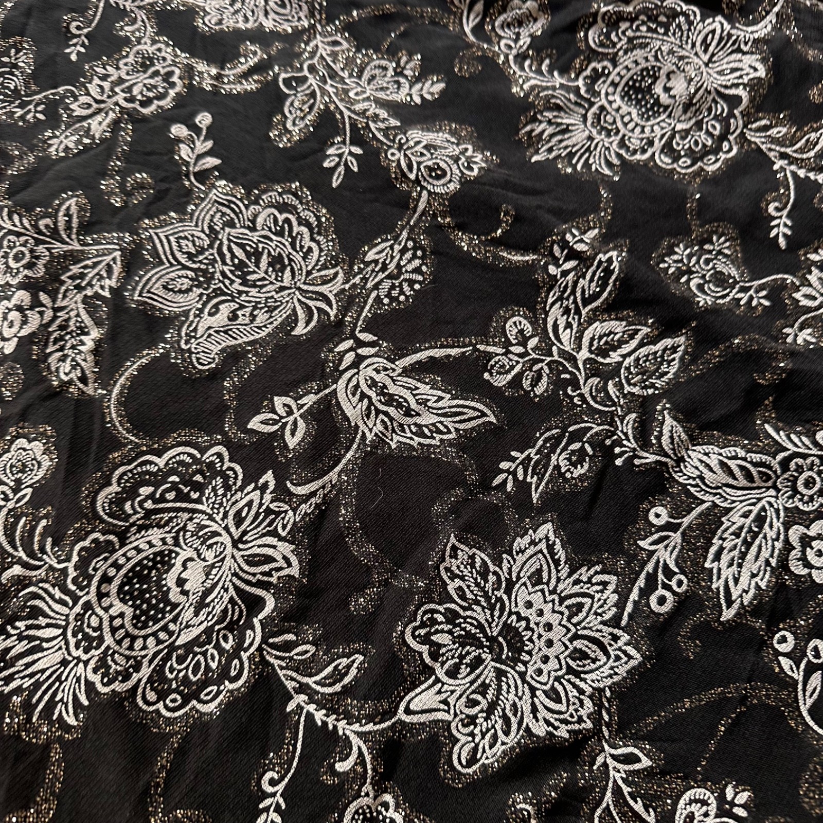 JANE NORMAN Black White Floral Strapless Party Dress Silver Glitter Y2K Size 12